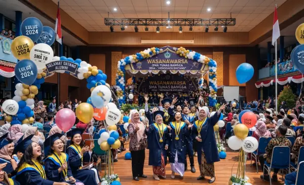 Balon Sablon Bandung memeriahkan suasana pada acara wasanawarsa.