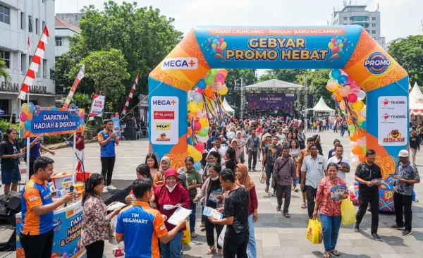 Balon Gate Bandung sebagai pintu masuk ke event pasar modern.