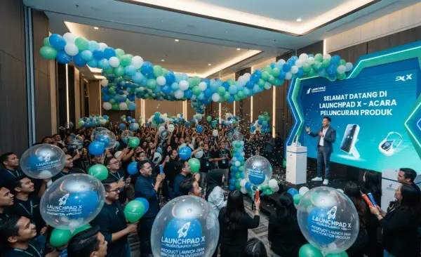 Balon Sablon Karawang digunakan saat acara launcing produk.