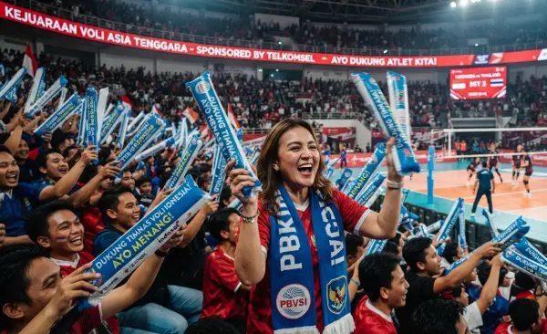 Balon Tepuk Medan sebagai media dukungan kepada pemain lomba volly.