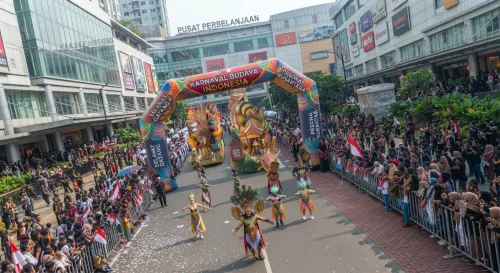 Balon gate menandai rute acara karnaval di Bekasi