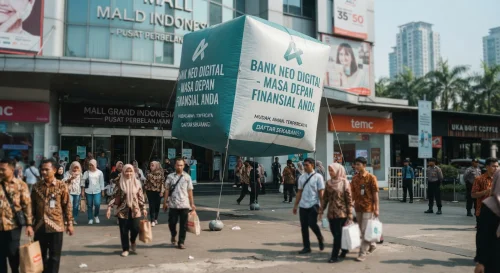balon udara dipasang pada event di pusat perbelanjaan